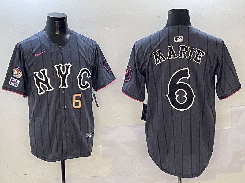 Men New York Mets #6 Marte Black City Edition 2025 Nike MLB Jersey style 5